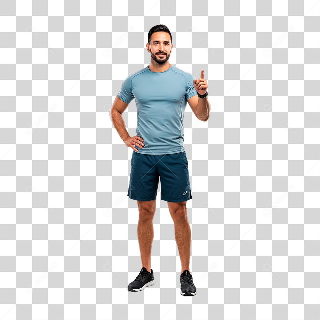 Personal Trainer Apontando para Cima PNG Transparente