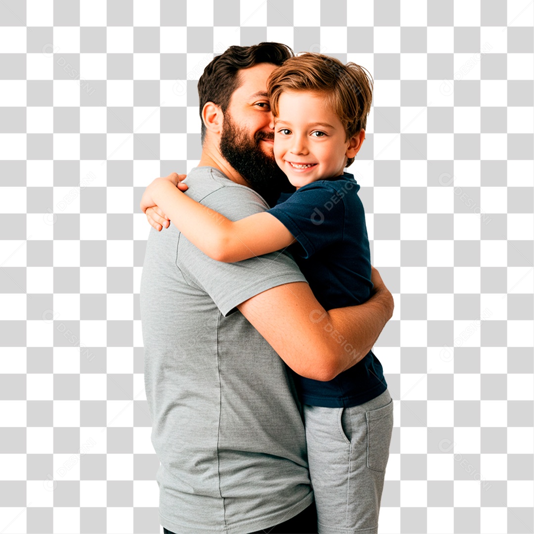Pai e Filho Abraçados PNG Transparente