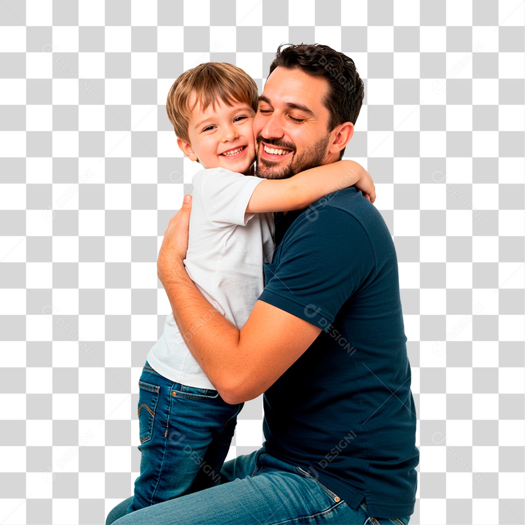 Pai e Filho Abraçados PNG Transparente