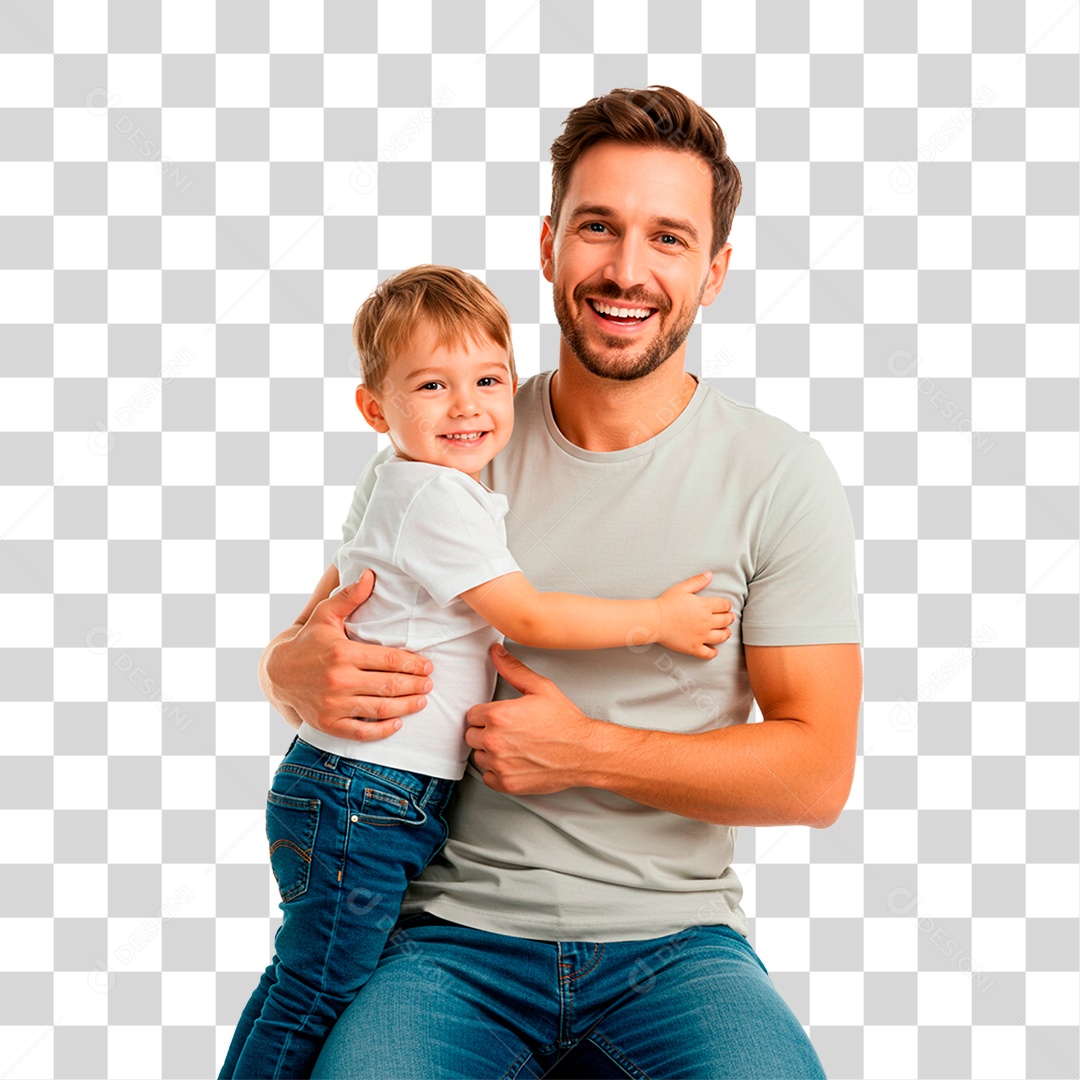 Pai e Filho Abraçados PNG Transparente