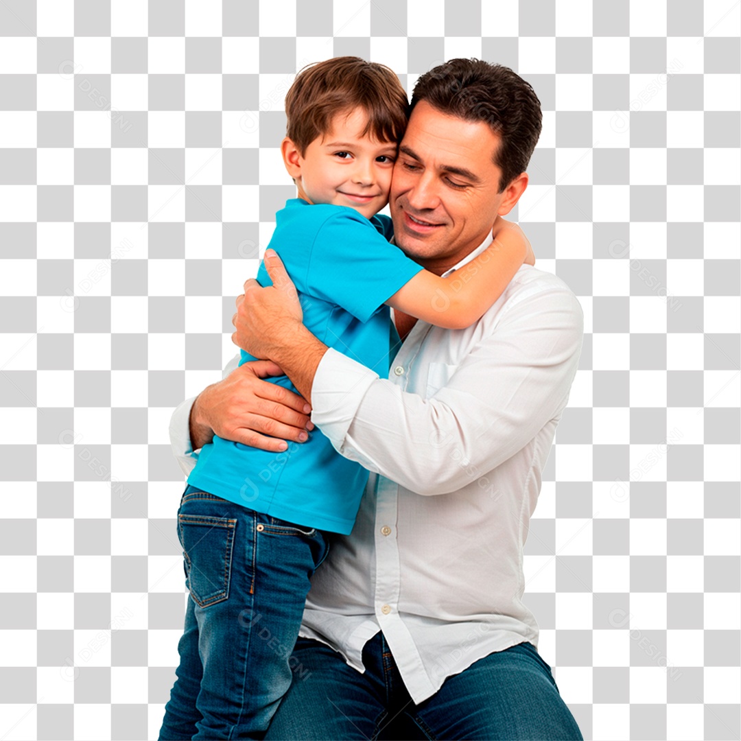 Pai e Filho Abraçados PNG Transparente