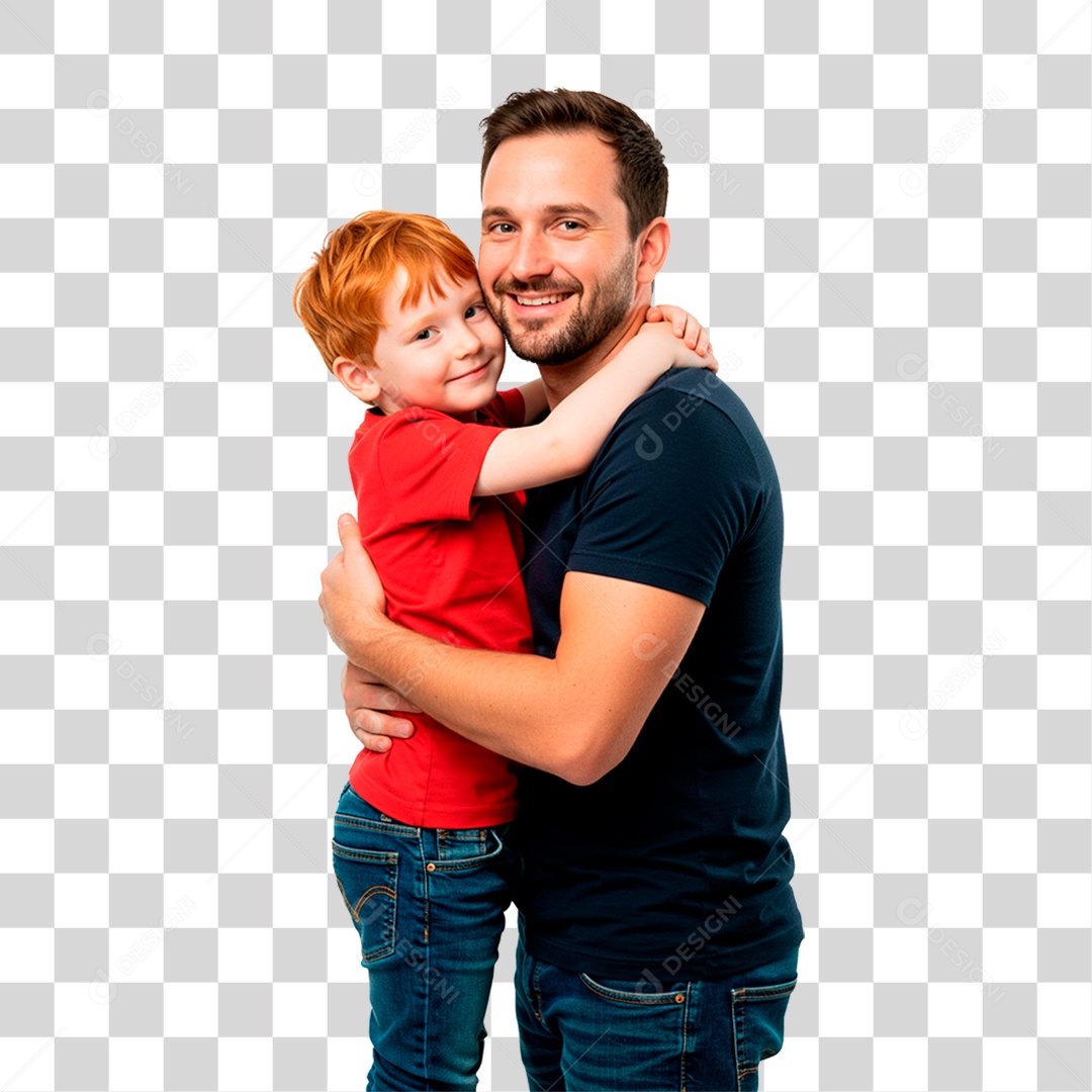 Pai e Filho Abraçados PNG Transparente