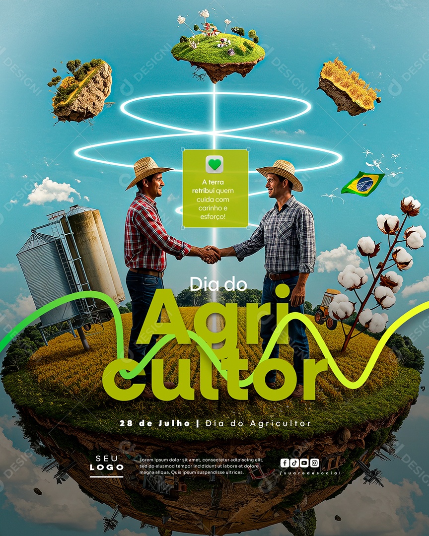 Dia do Agricultor 28 de Julho Social Media PSD Editável