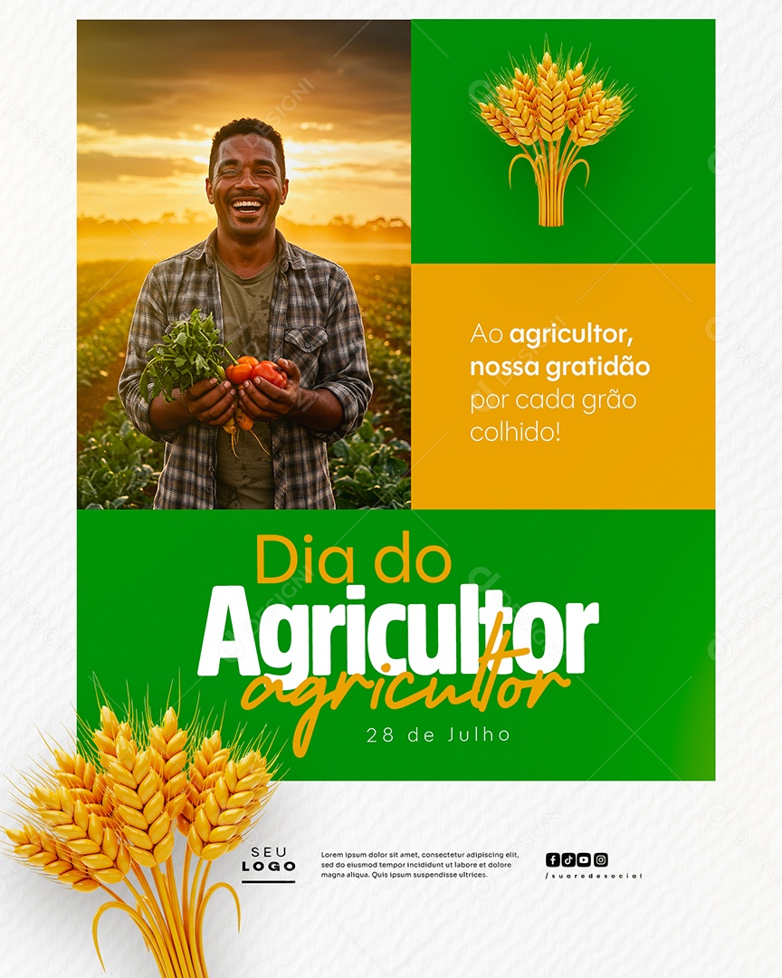 Dia do Agricultor 28 de Julho Social Media PSD Editável