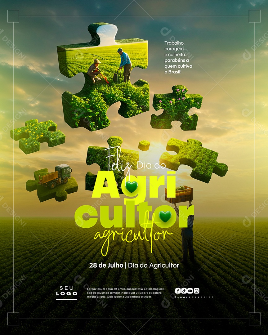 Feliz Dia do Agricultor 28 de Julho Social Media PSD Editável