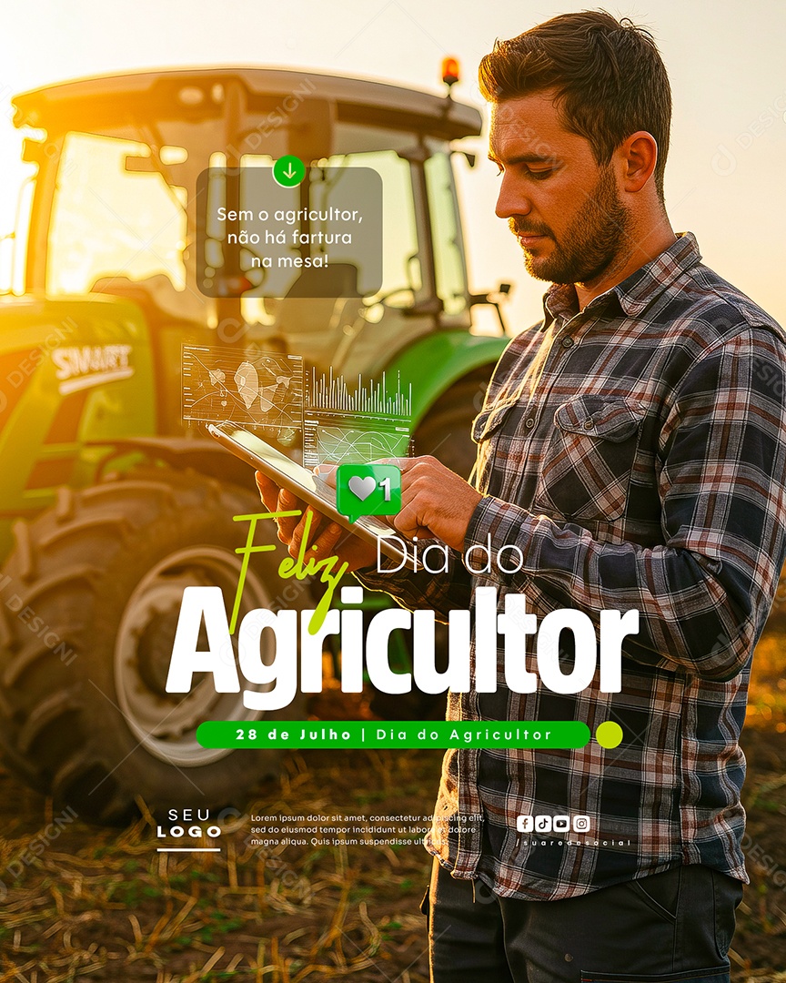 Feliz Dia do Agricultor 28 de Julho Social Media PSD Editável