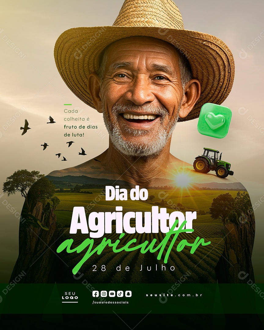 Dia do Agricultor 28 de Julho Social Media PSD Editável