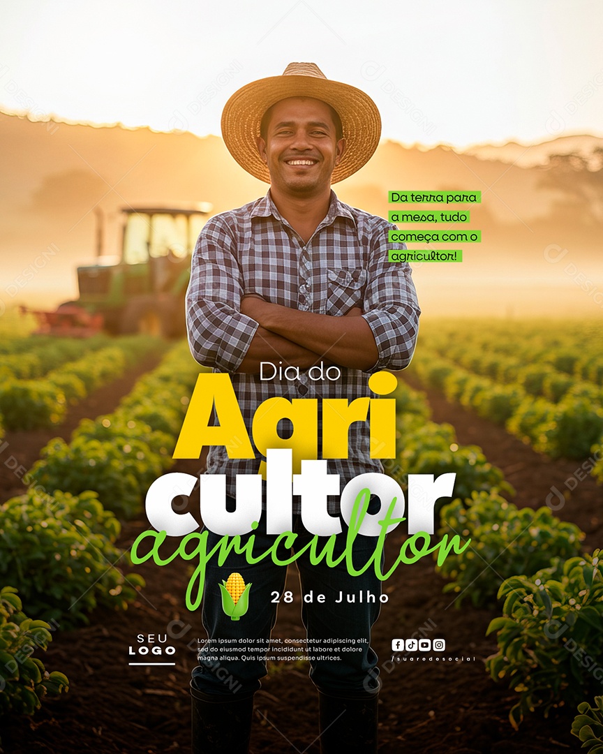 Dia do Agricultor 28 de Julho Social Media PSD Editável