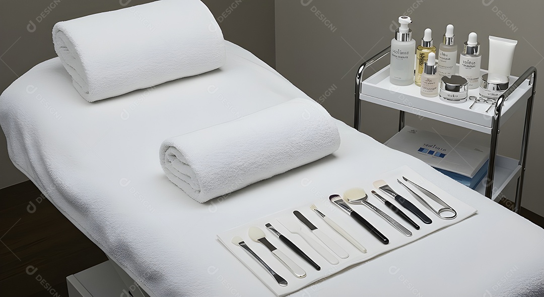 Imagem mostra uma sala de tratamento estético ou consultório de dermatologia estética