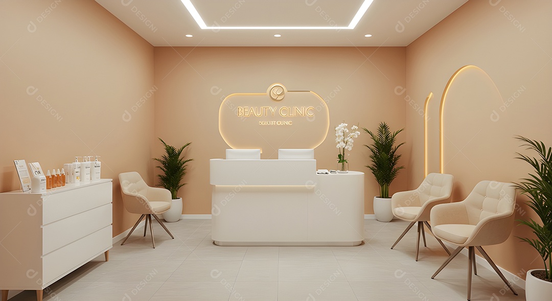 Imagem mostra uma sala de tratamento estético ou consultório de dermatologia estética