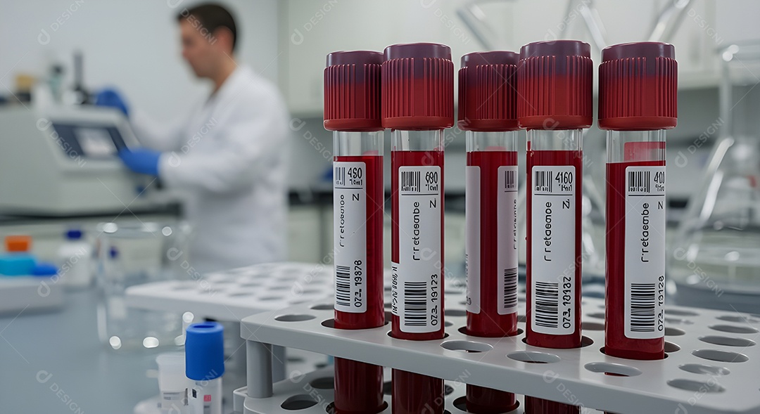 Tubos de coleta de sangue, comumente usados em laboratórios para exames de sangue