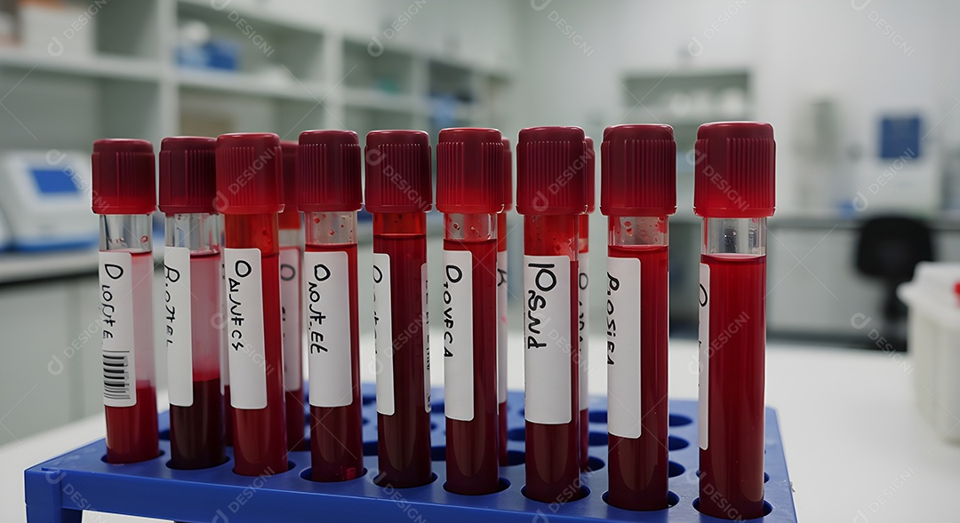 Tubos de coleta de sangue, comumente usados em laboratórios para exames de sangue