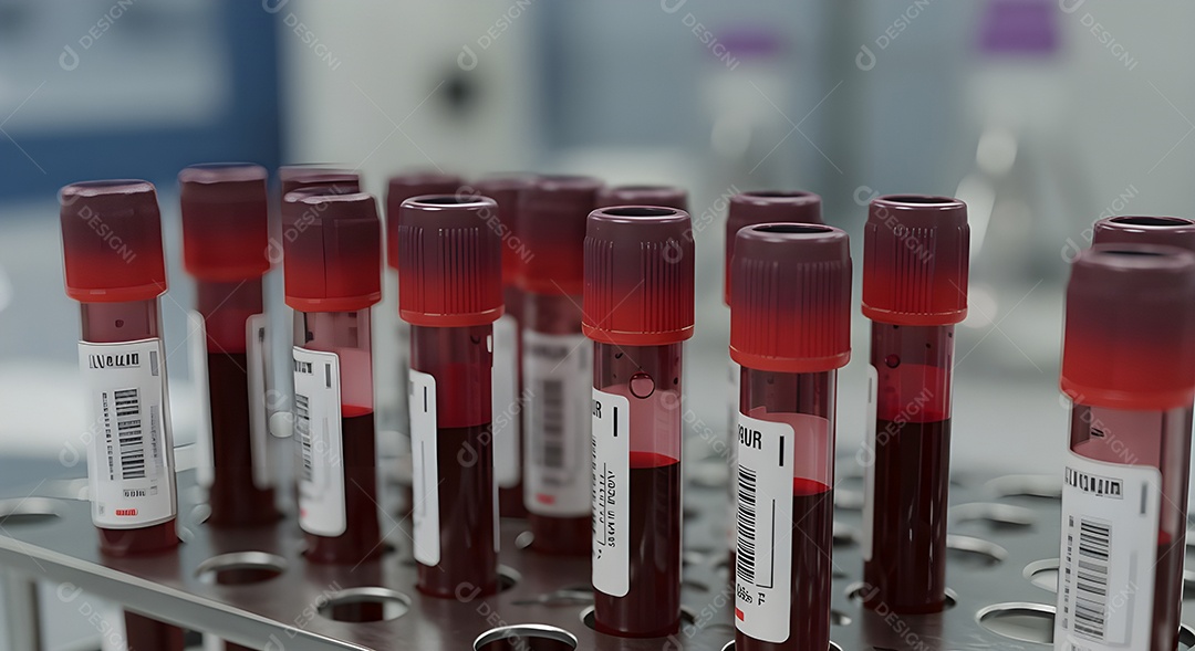 Tubos de coleta de sangue, comumente usados em laboratórios para exames de sangue