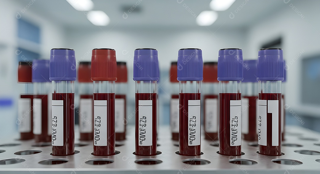 Tubos de coleta de sangue, comumente usados em laboratórios para exames de sangue