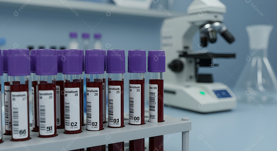 Tubos de coleta de sangue, comumente usados em laboratórios para exames de sangue