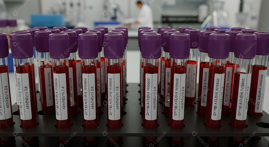 Tubos de coleta de sangue, comumente usados em laboratórios para exames de sangue