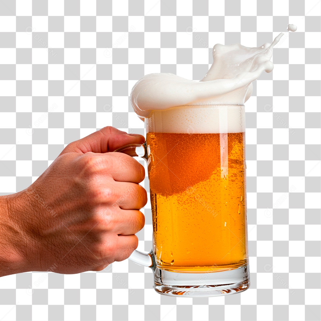 Mão Segurando Caneca de Cerveja PNG Transparente