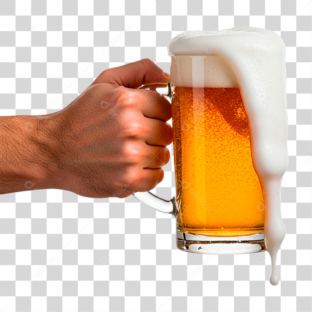 Mão Segurando Caneca de Cerveja PNG Transparente