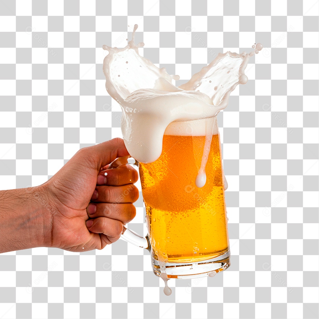 Mão Segurando Caneca de Cerveja PNG Transparente