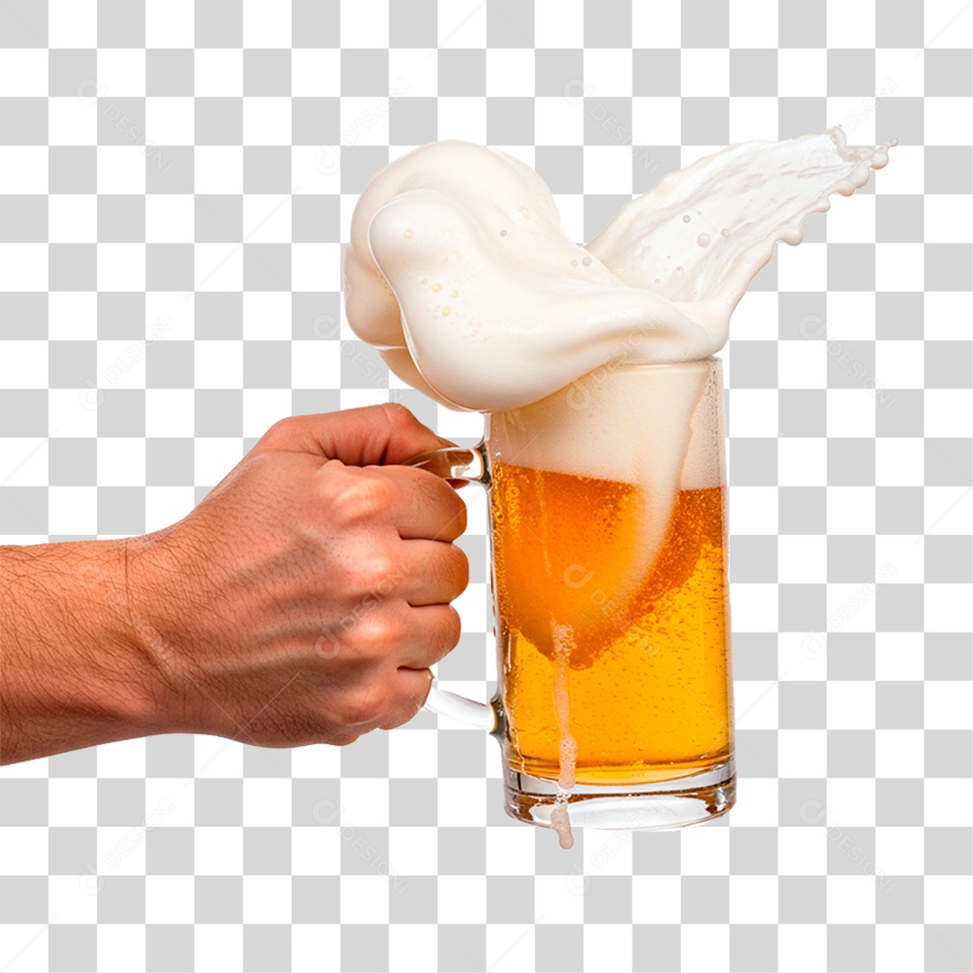 Mão Segurando Caneca de Cerveja PNG Transparente