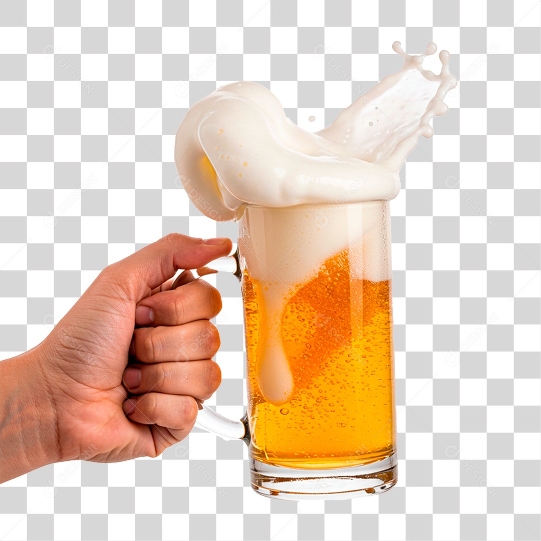 Mão Segurando Caneca de Cerveja PNG Transparente