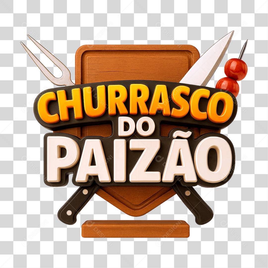 Selo 3D Churrasco do Paizão PNG Transparente
