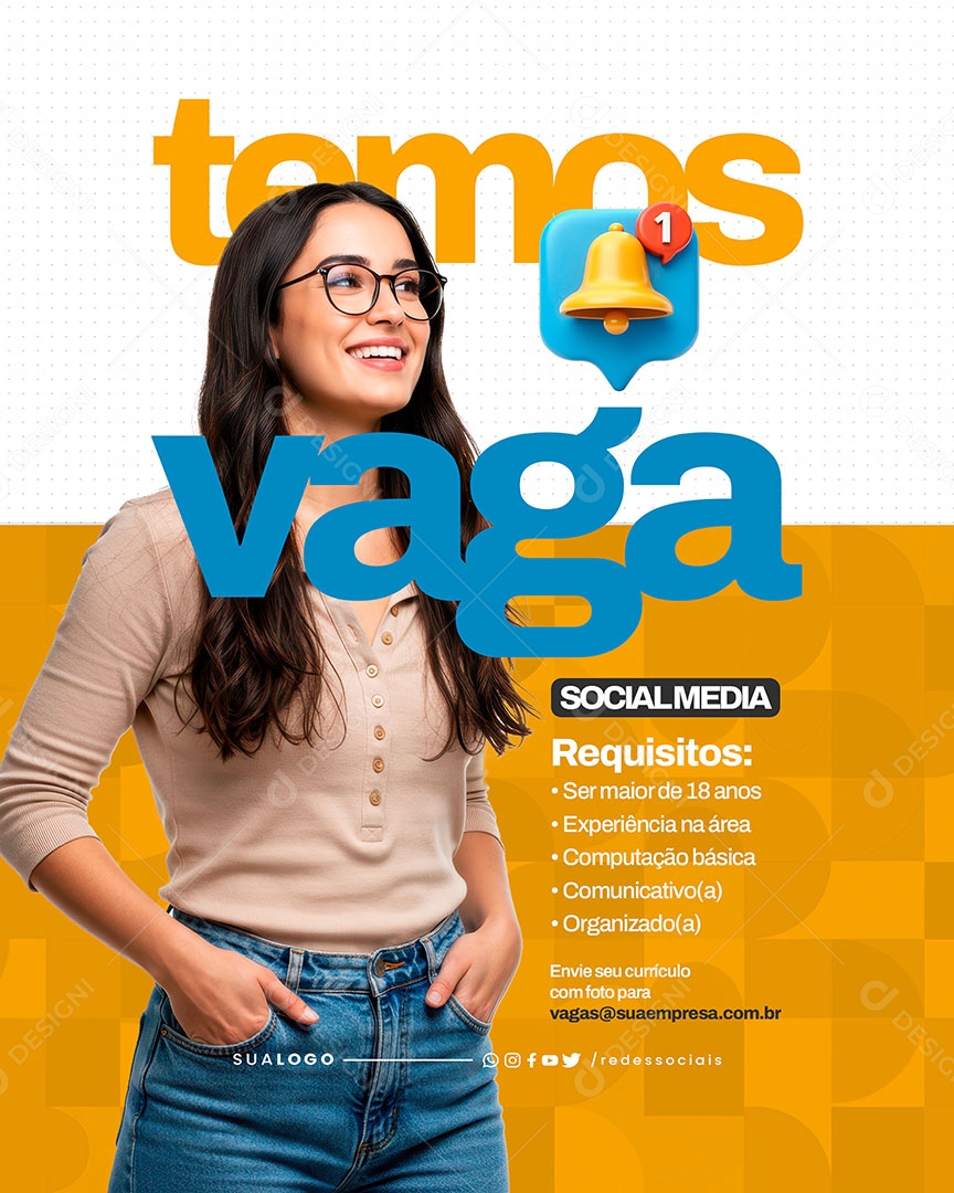 Vaga de Emprego Temos Vaga Social Media PSD Editável