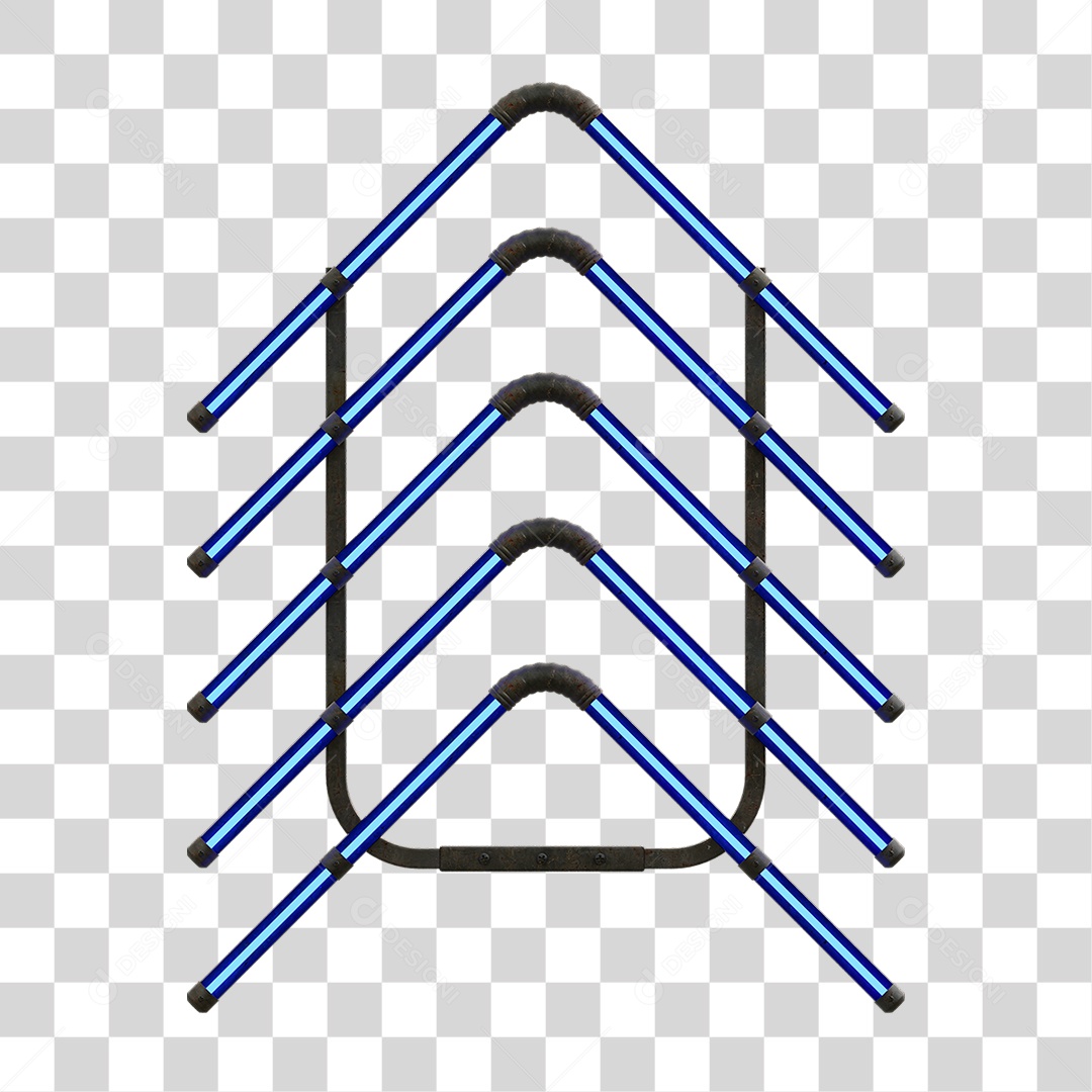 Painel de Setas Metálica com Neon PNG Transparente