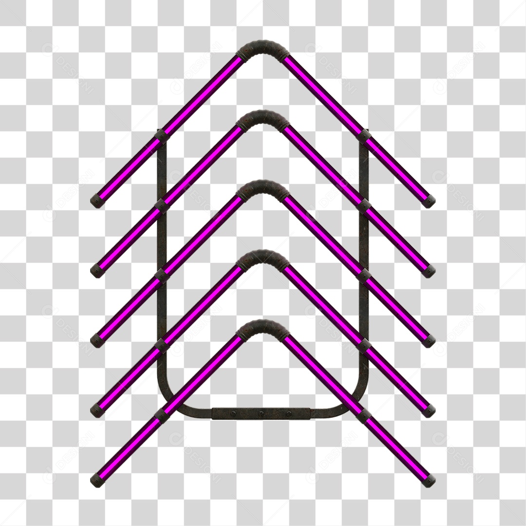 Painel de Setas Metálica com Neon PNG Transparente