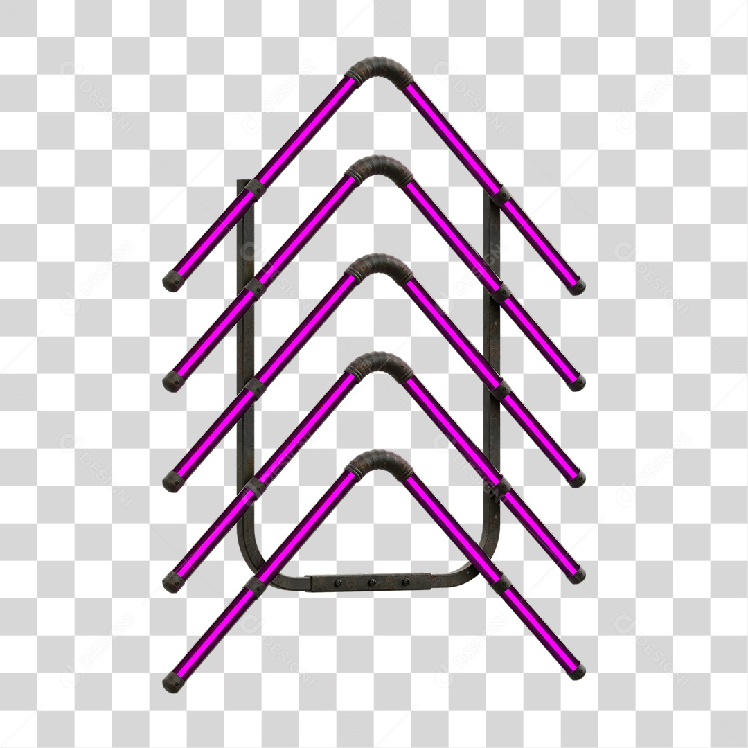 Painel de Setas Metálica com Neon PNG Transparente