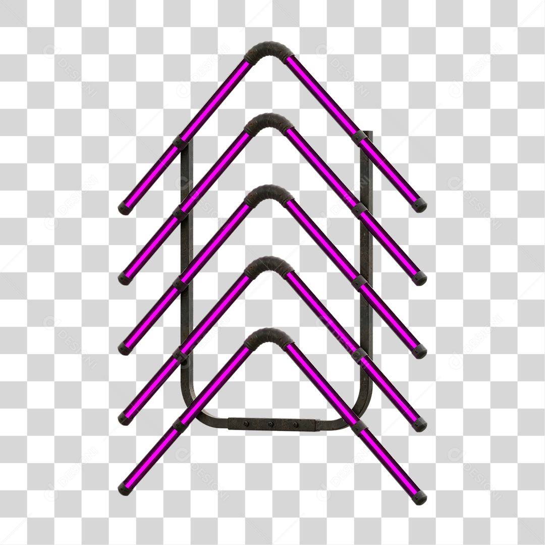 Painel de Setas Metálica com Neon PNG Transparente