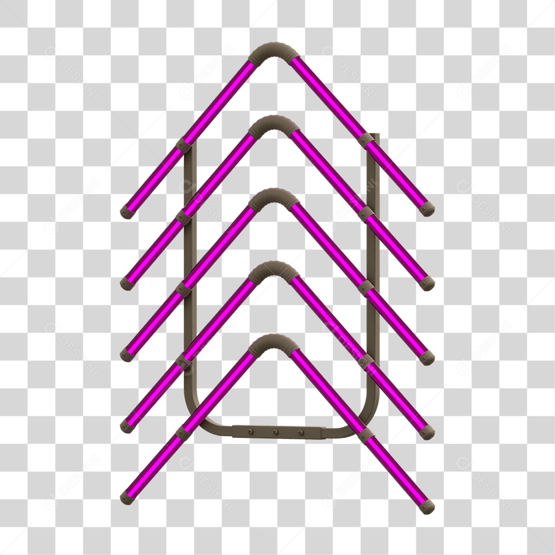 Painel de Setas Metálica com Neon PNG Transparente