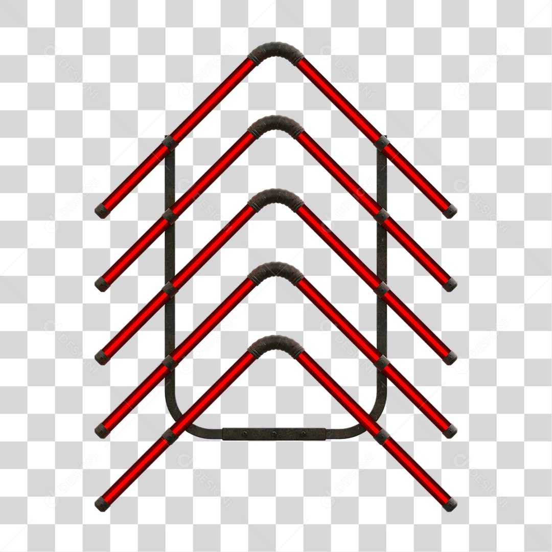 Painel de Setas Metálica com Neon PNG Transparente