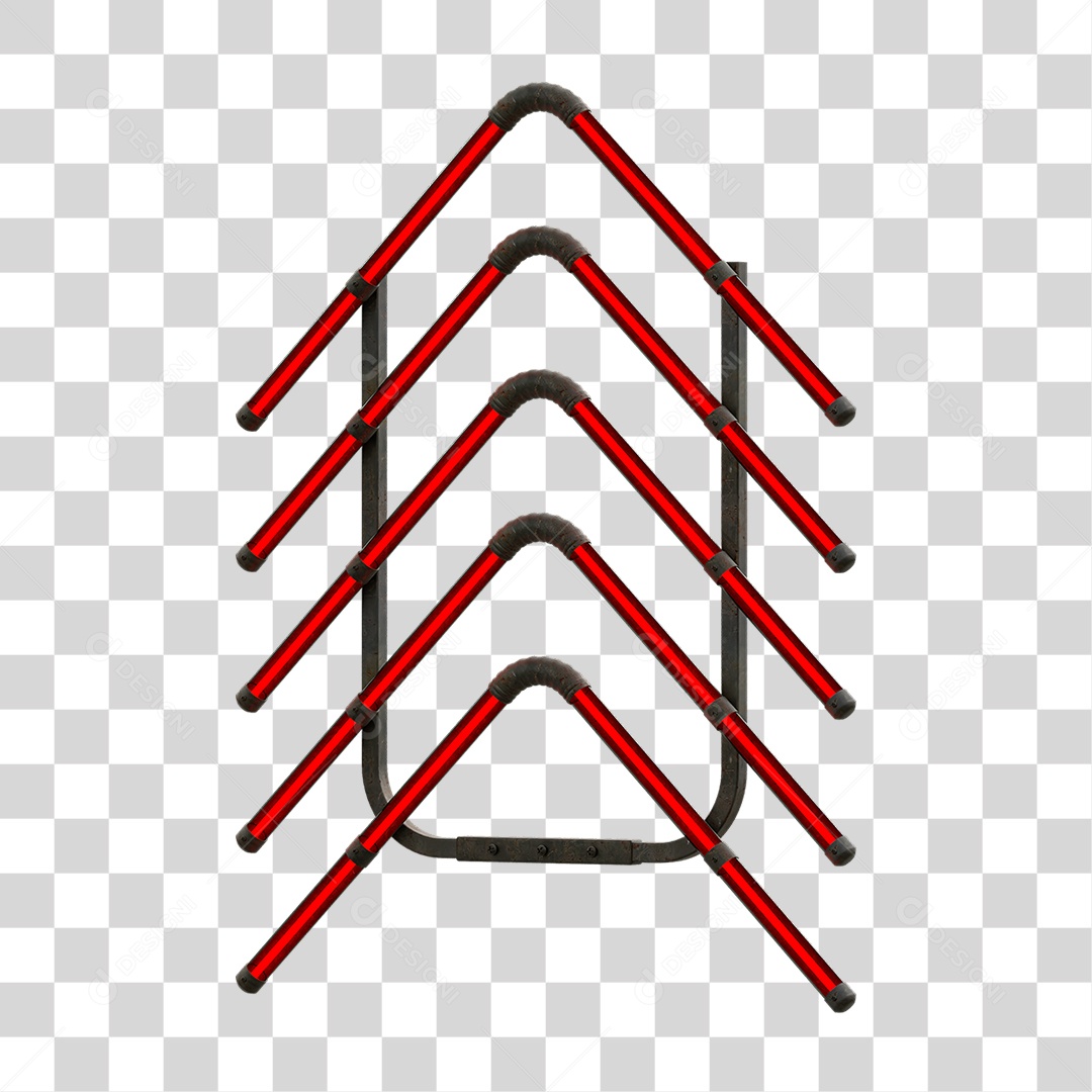 Painel de Setas Metálica com Neon PNG Transparente