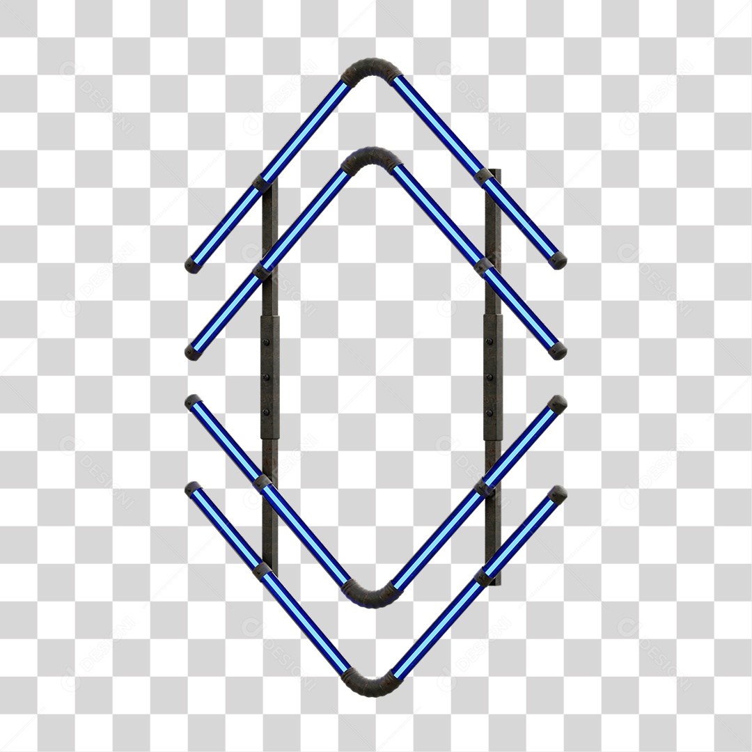 Painel de Setas Metálica com Neon PNG Transparente