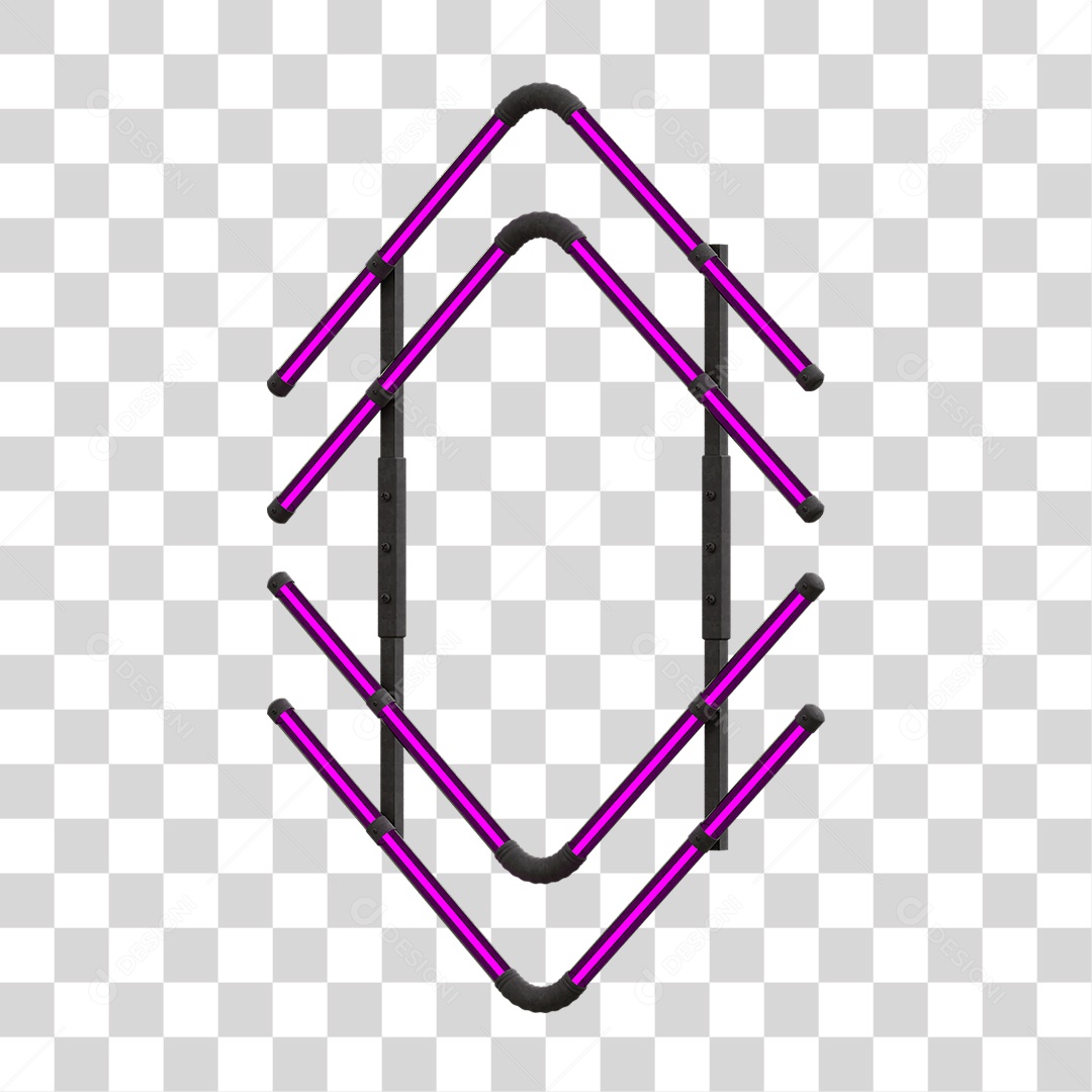 Painel de Setas Metálica com Neon PNG Transparente