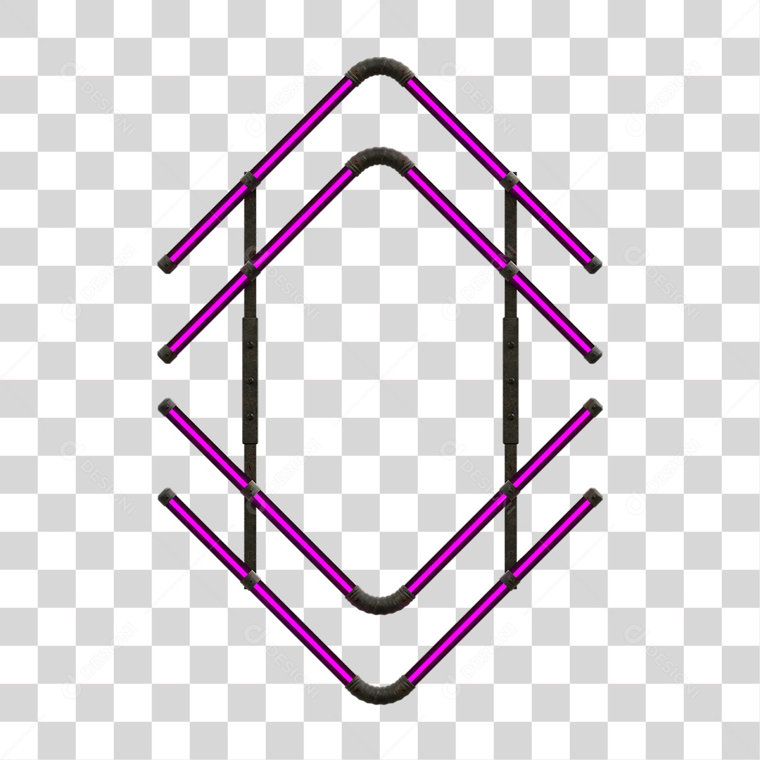 Painel de Setas Metálica com Neon PNG Transparente