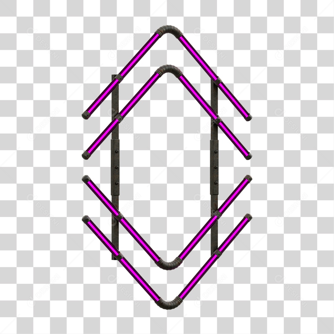 Painel de Setas Metálica com Neon PNG Transparente