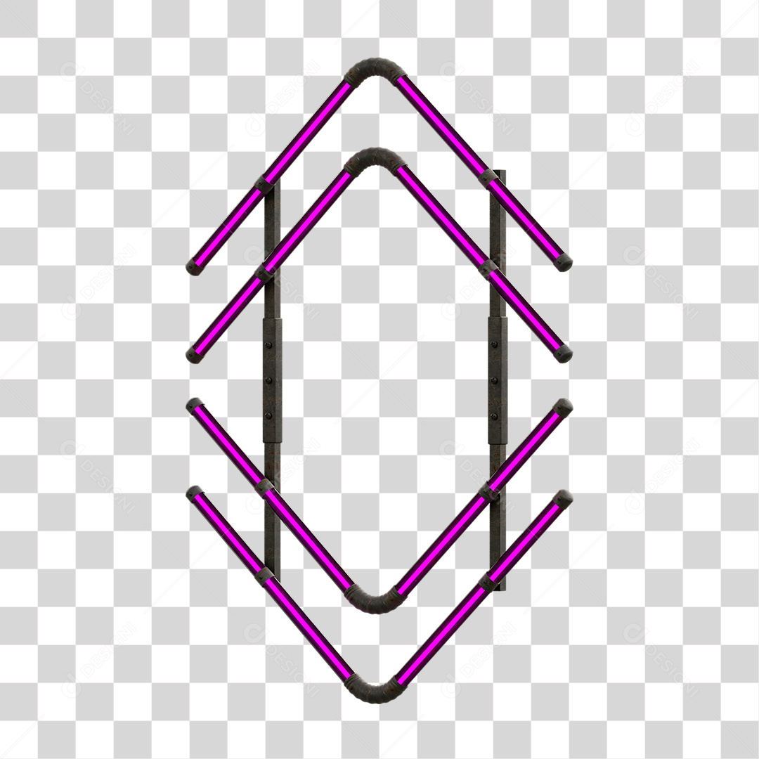 Painel de Setas Metálica com Neon PNG Transparente