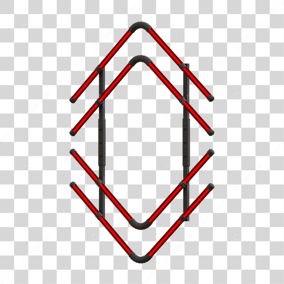 Painel de Setas Metálica com Neon PNG Transparente