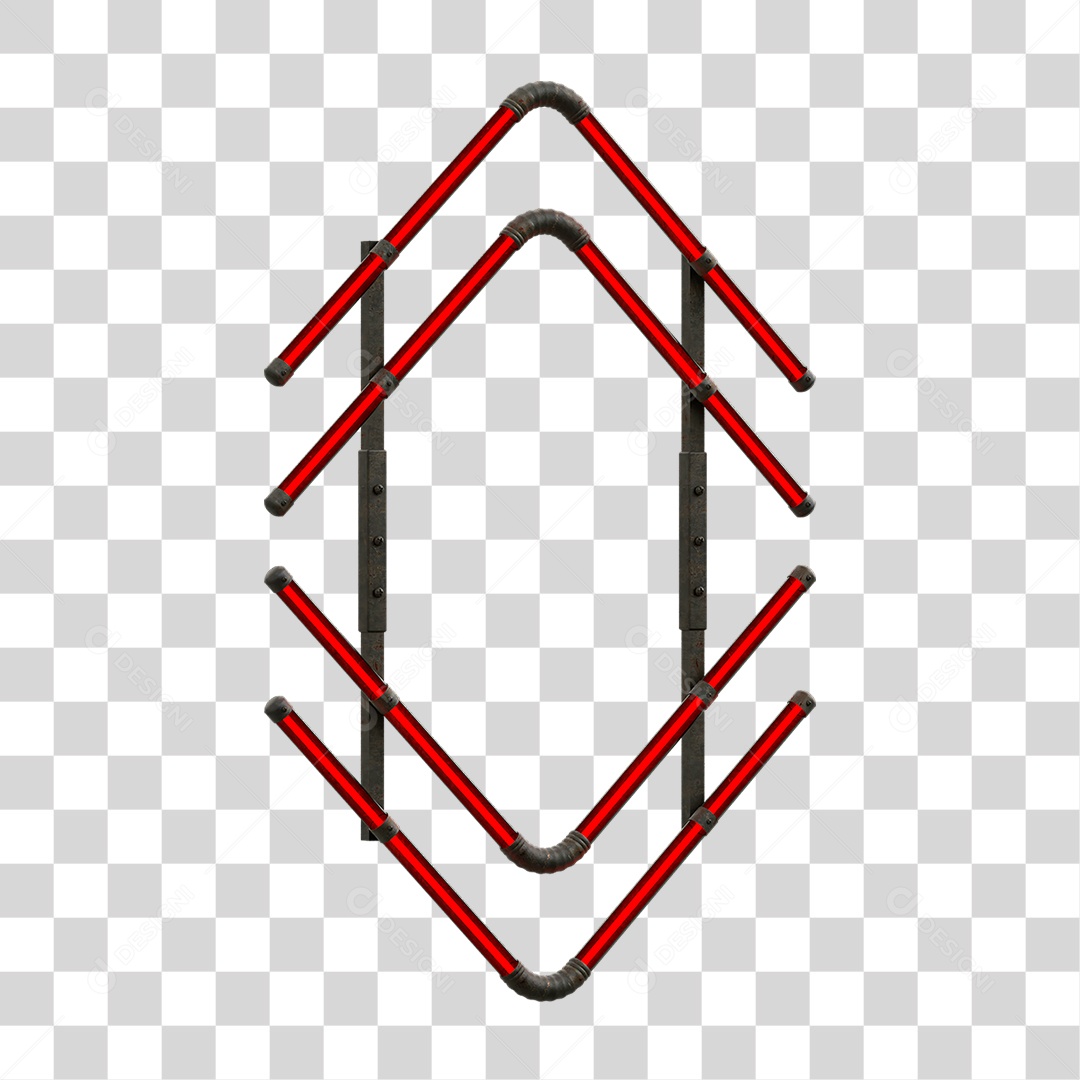 Painel de Setas Metálica com Neon PNG Transparente