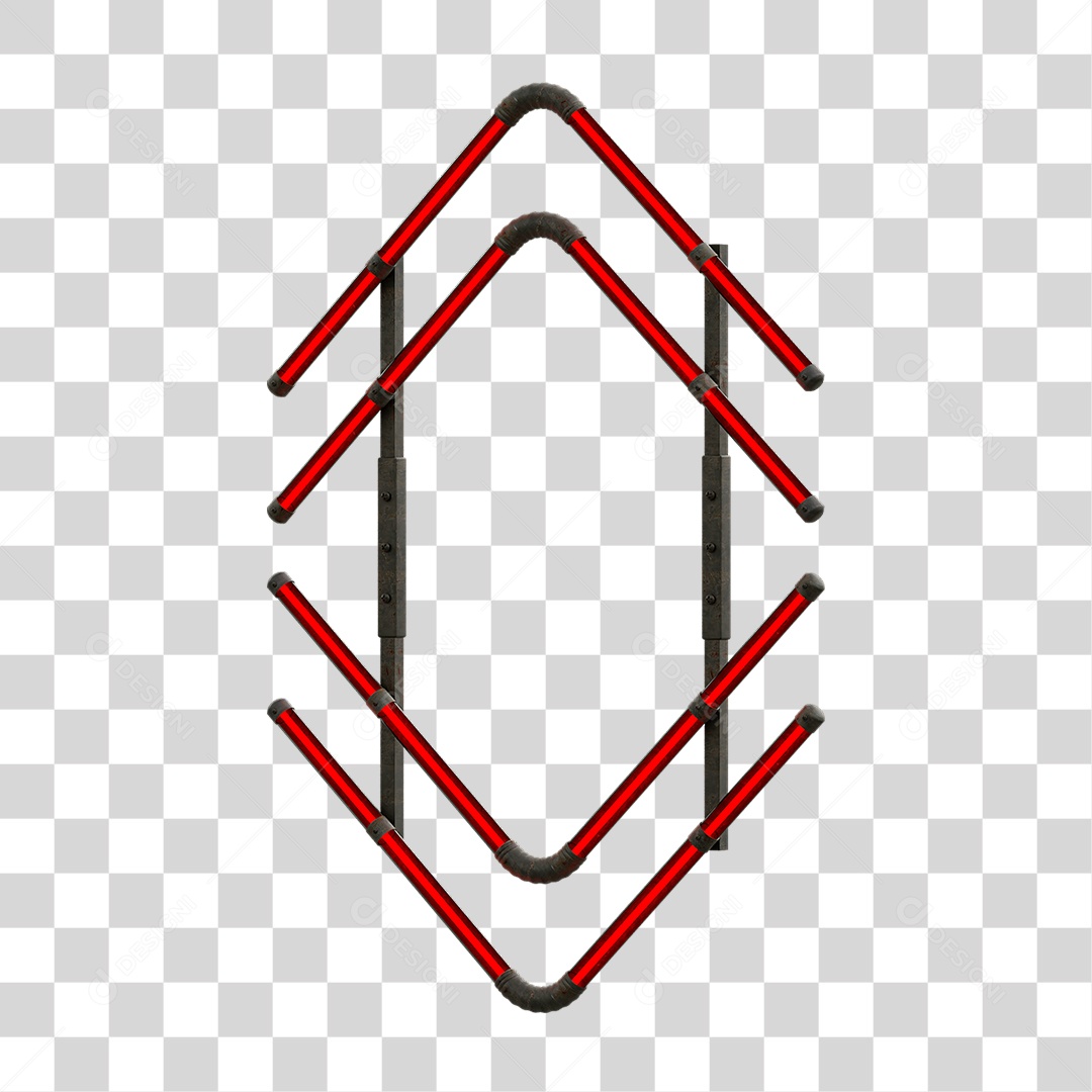 Painel de Setas Metálica com Neon PNG Transparente