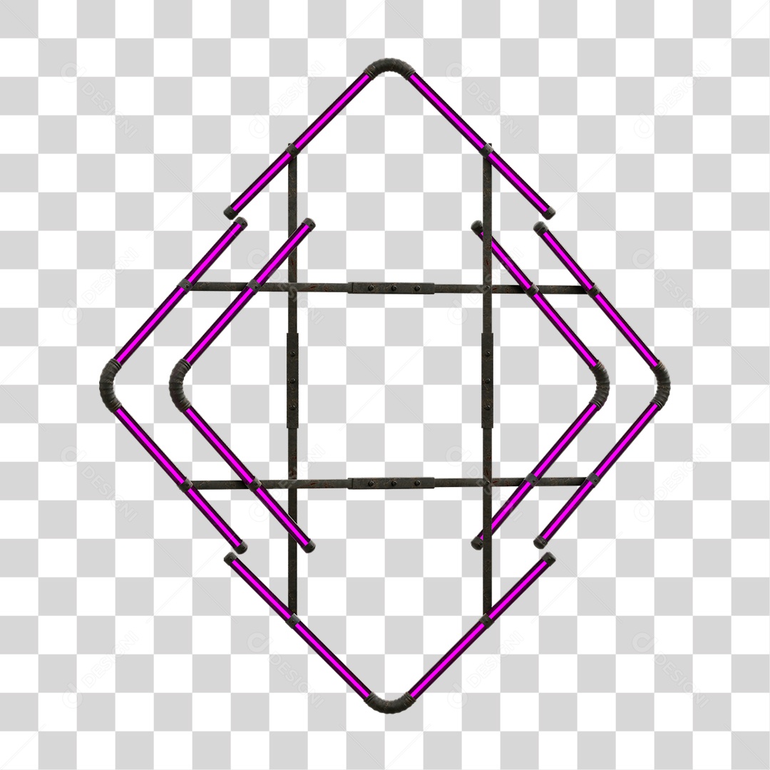 Painel de Setas Metálica com Neon PNG Transparente