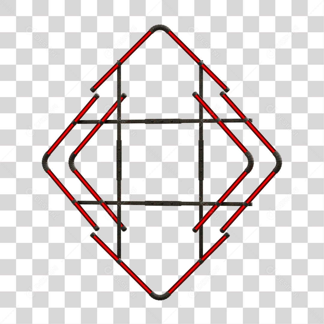 Painel de Setas Metálica com Neon PNG Transparente