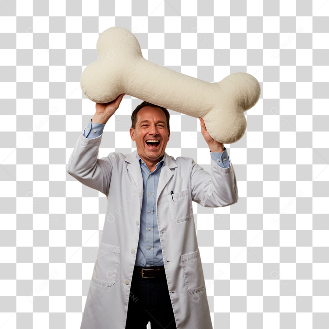 Veterinário Segurando Osso de Pelúcia PNG Transparente