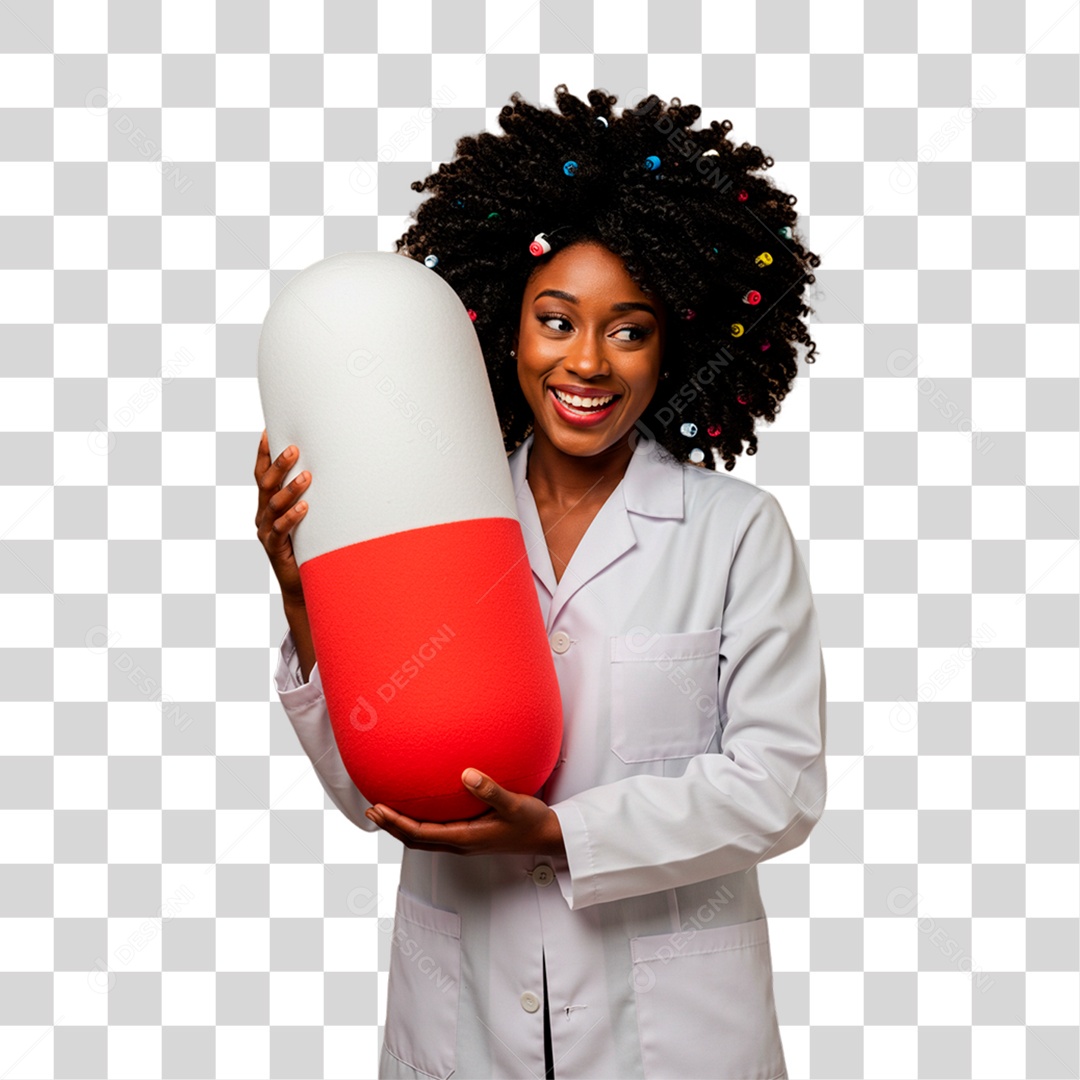 Médica Segurando Comprimido de Pelúcia PNG Transparente