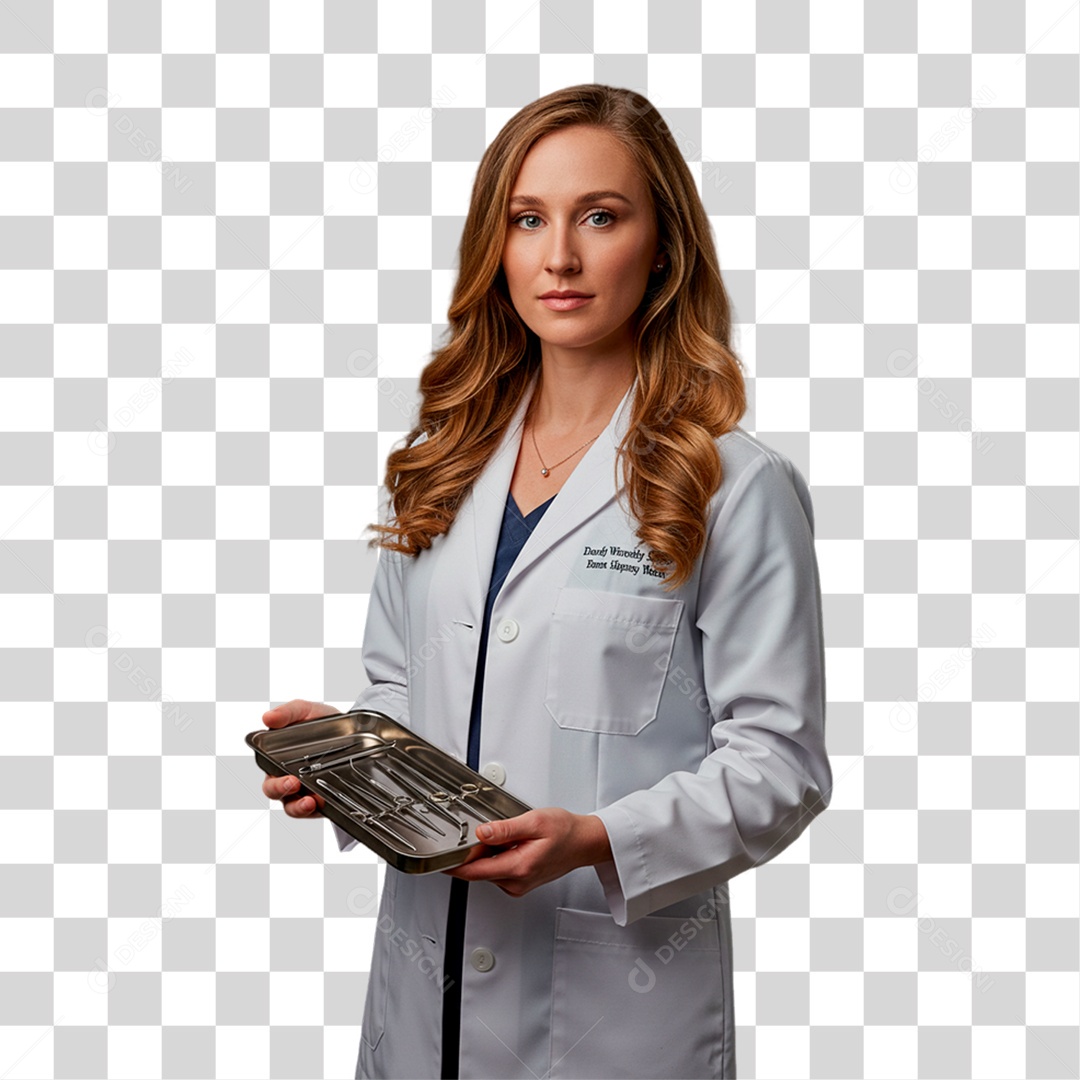 Médica Segurando Bandeja de Medicamentos PNG Transparente