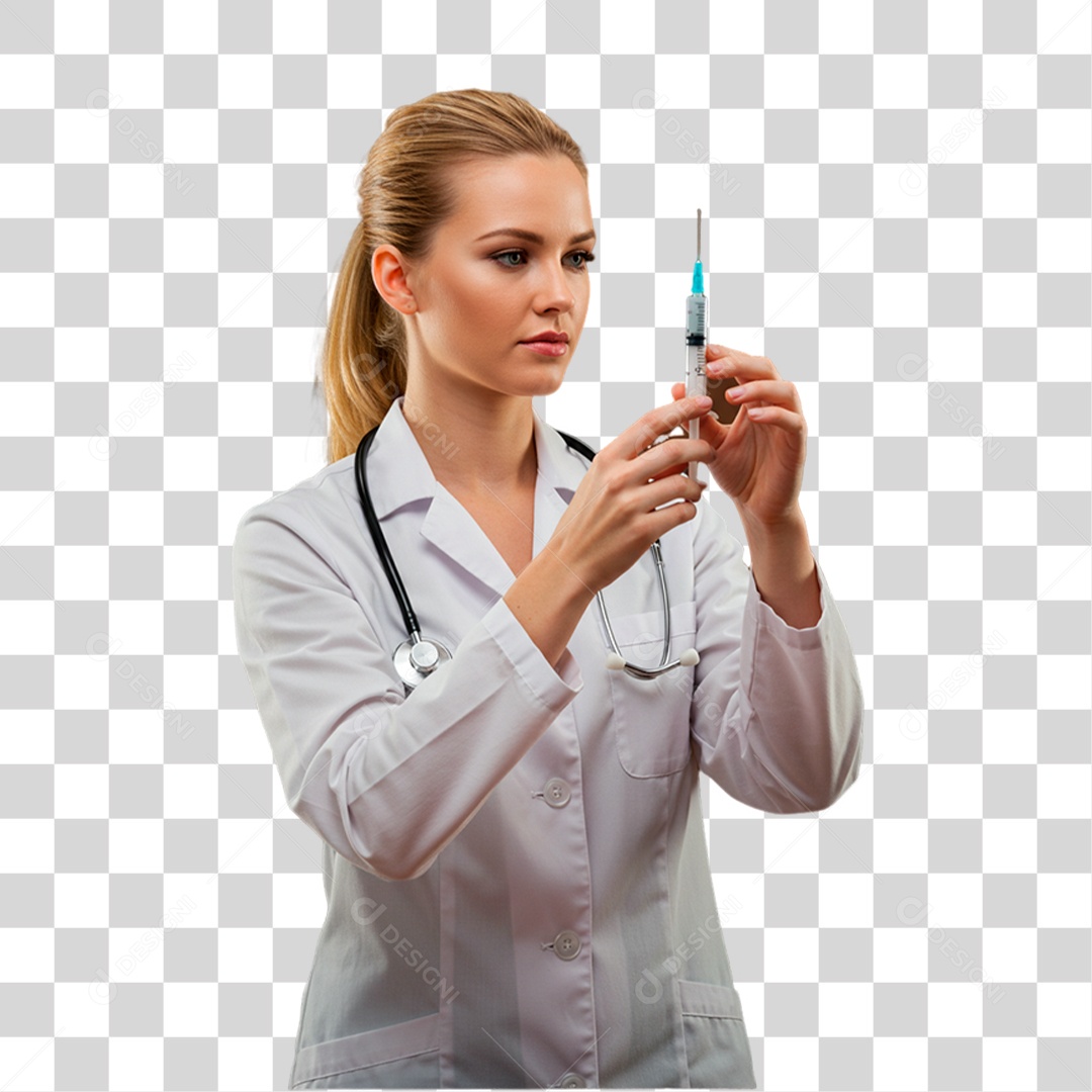 Médica Segurando Seringa PNG Transparente