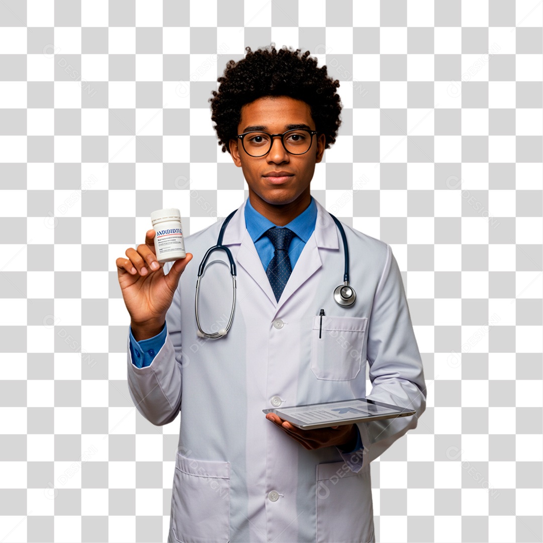 Médico Segurando Remédio PNG Transparente