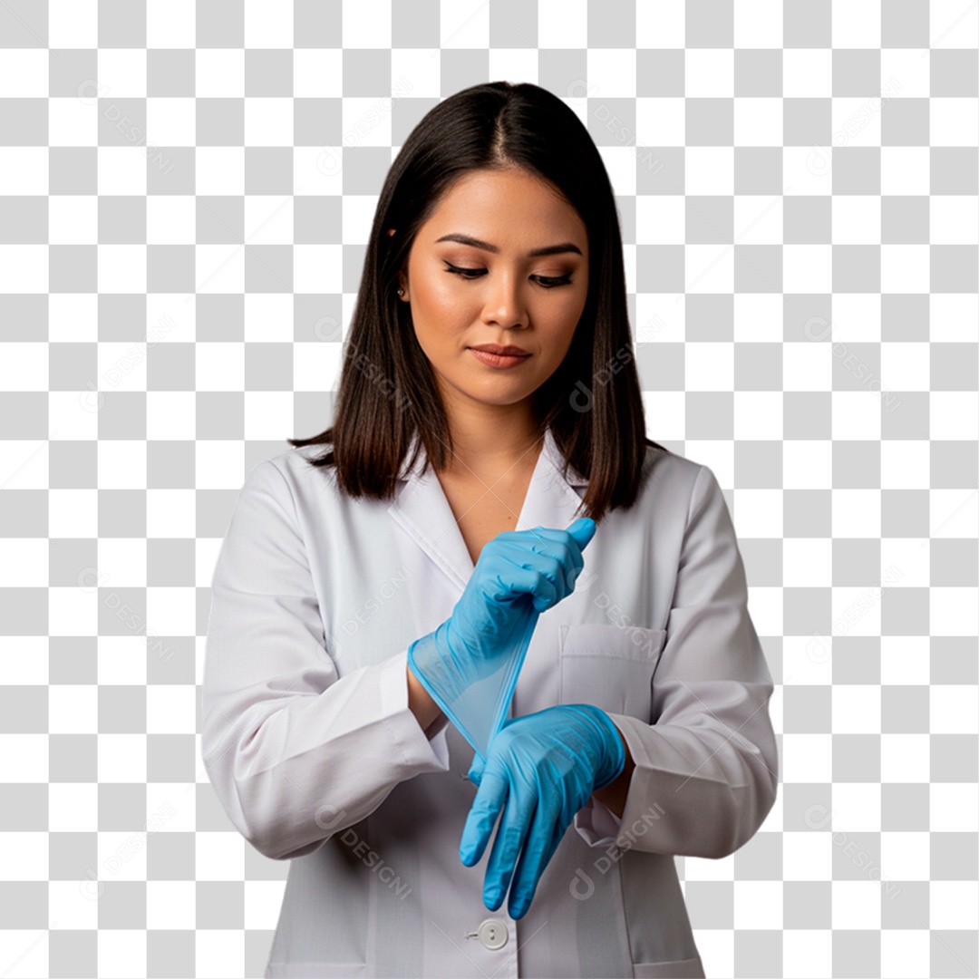 Médica Colocando Luvas PNG Transparente